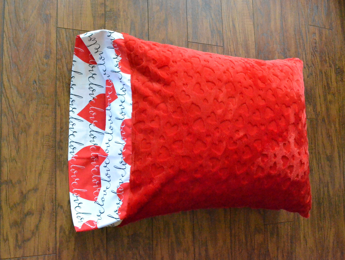 Red Hearts Minky Pillowcase