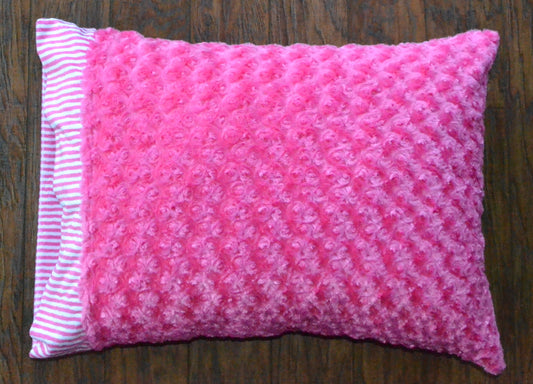 Fuchsia stripes minky pillowcase