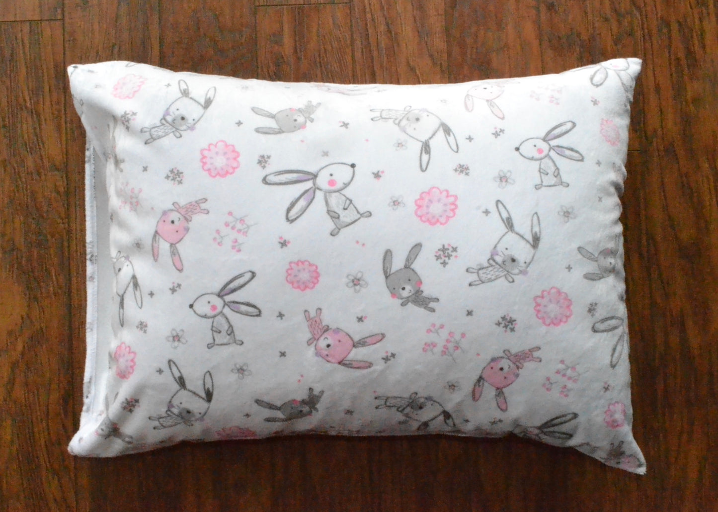 Bunny playground minky pillowcase