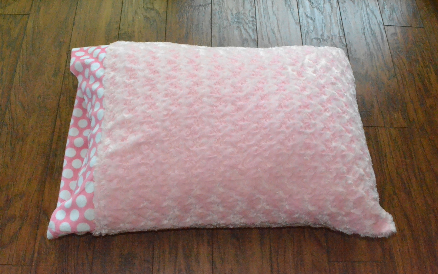 Rose embossed and polka dots minky pillowcase