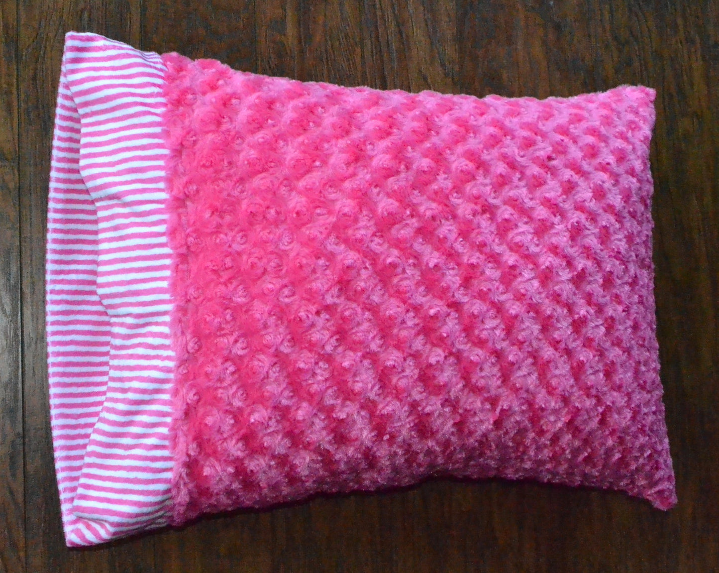 Fuchsia stripes minky pillowcase